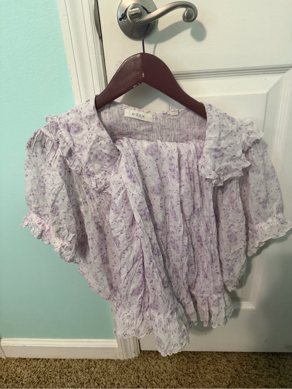 Doen Lavender Floral Ruffle Sleep Set Large